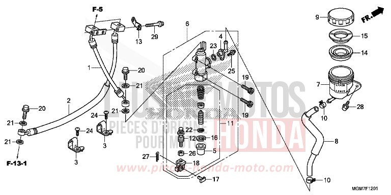 REAR BRAKE MASTER CYLINDER (CB600FA) von Hornet ABS MAT CYNOS GRAY METALLIC (NH312) von 2013